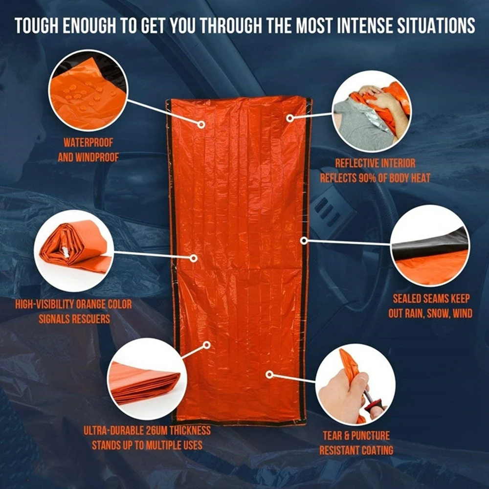 Outdoor Portable PE Emergency Survival Sleeping Bag Thermal Keep Warm Waterproof Emergency Blanket Camping Hiking Sun Protection