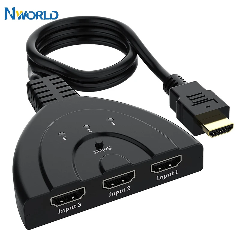 3-портовый мини HDMI-совместимый сплиттер для XBOX 360 PS3/4 HDTV 3D плеер компьютер HD 1080P 3 в 1