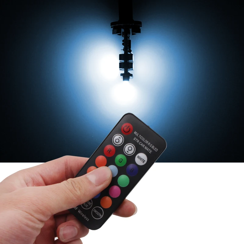 1 комплект дизайн RGB T10 W5W 3535 10SMD RF Блестящий цветной светодиодный габаритный фонарь для автомобиля позиционный светильник с пультом дистанционного управления DC 12 В