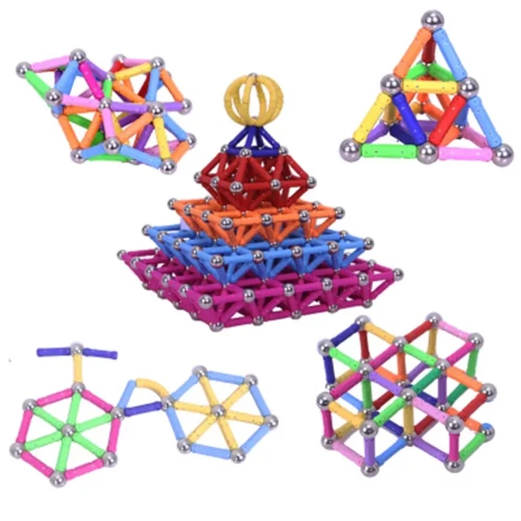 Magnetic Building Blocks Magnetic Assembly Toy 150-176pcs Educational Magnetic Sticks For Kids Magnet Building Blocks Toys Accessories Designer Magnetic Construction Toys
