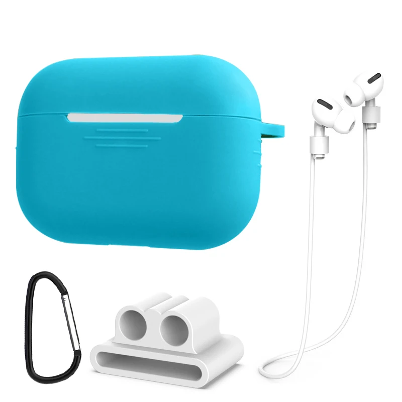 Красивый и приятный мягкий силиконовый чехол для Apple Airpods Pro противоударный чехол для Apple Air pods 3 Pro correa для Airpods Pro 3 Чехол - Цвет: Sky Blue Set