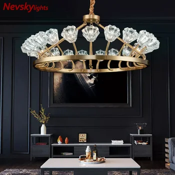 

luxury led chandeliers living room brass ceiling lamps bedroom crystal shade lustre copper dining copper led kitchen fixtures
