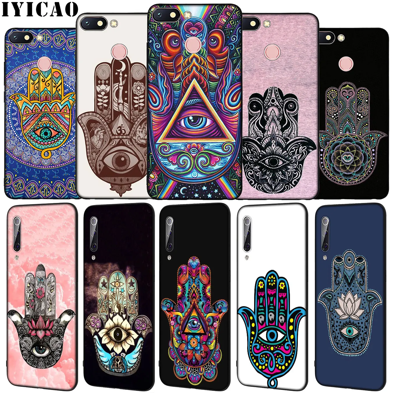 IYICAO Hamsa Hand Amulet Psychedelic Art Soft Silicone Case for Xiaomi Redmi Note 8 8T 8A 7 7A 6 6A 5 5A GO S2 K30 K20 Pro | Мобильные