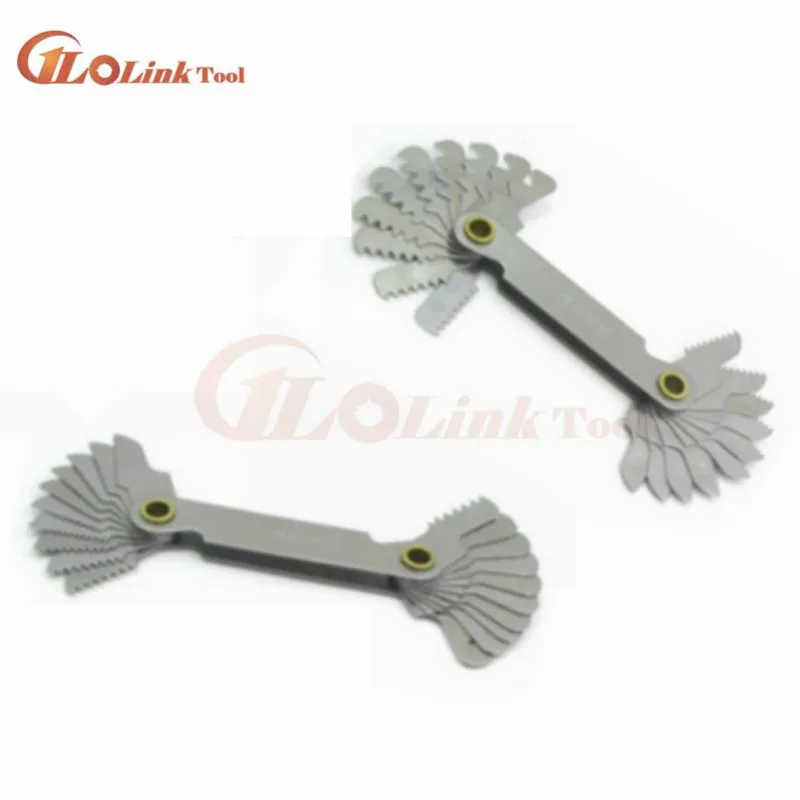 2 Pcs Stainless Steel Metric Screw Pitch 60+55 Degree Thread Measuring Gauge*ma 