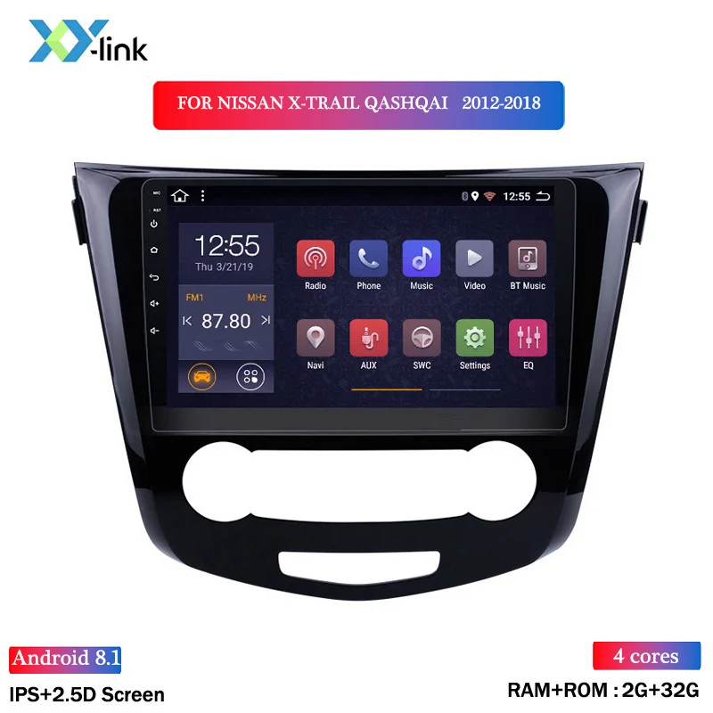 10,1 дюймов Wanqi Android 8,1 2+ 32G wifi и 4G 2.5D full touch для 2012- лет Nissan QashQai X-Trail Автомобильный dvd Радио - Цвет: 4 CORES 2G RAM