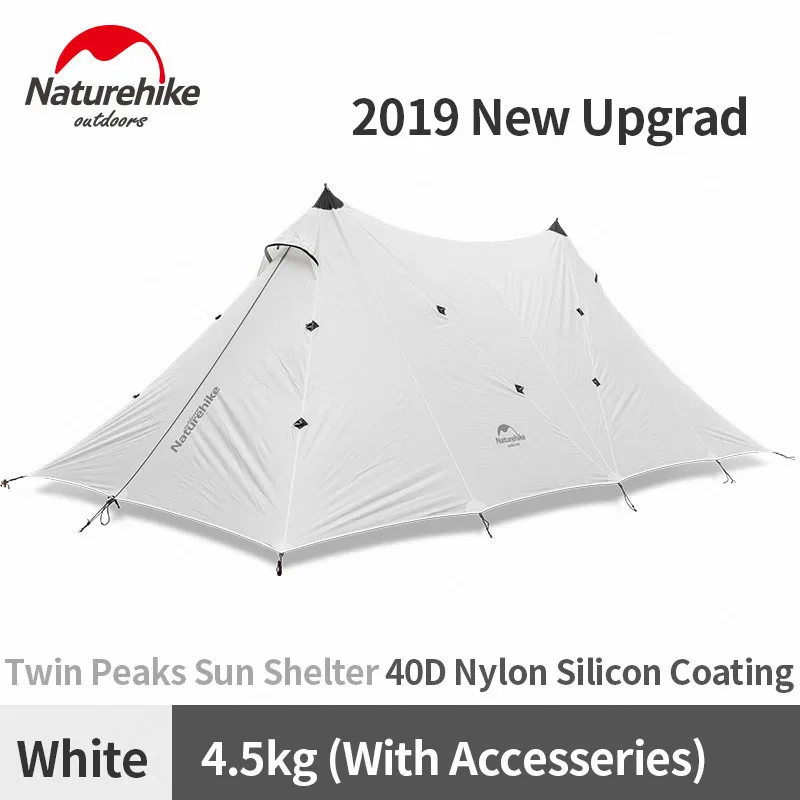 Naturehike наружная Твин Пикс походная сетка от солнца большой шатер тент 20D силикагель Защита от солнца непромокаемый ветрозащитный тент - Цвет: White-New 40D Nylon