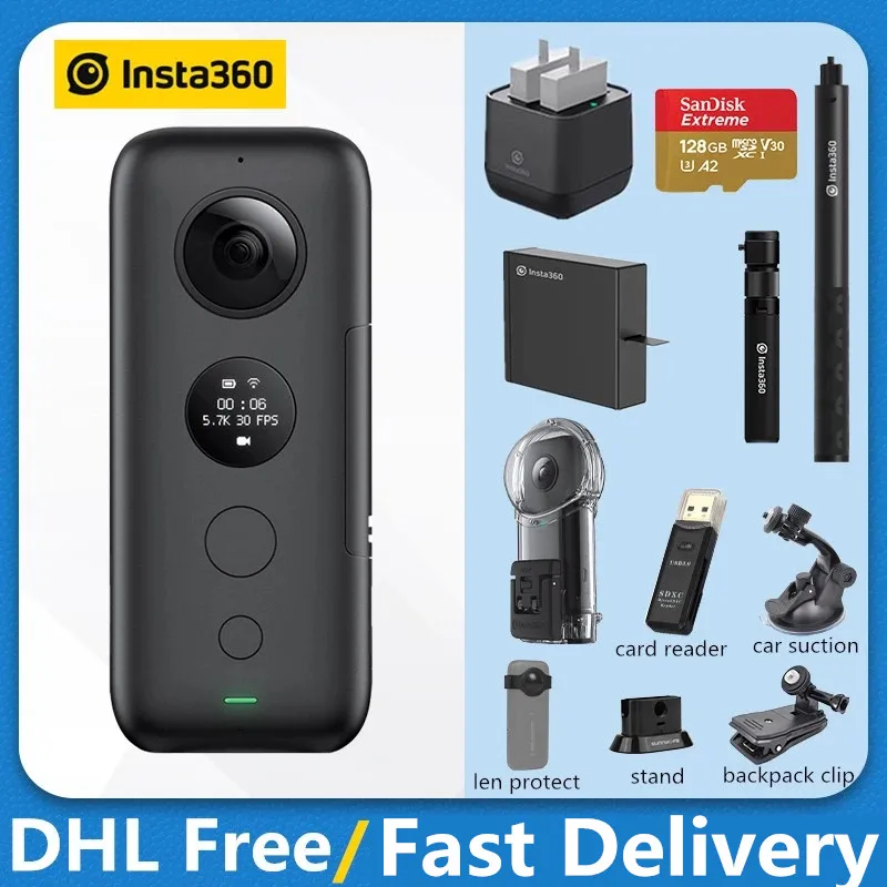 

Insta360 ONE X VR 360 Panoramic Camera For iPhone and Android 5.7K Video 18MP Photo Action Camera Venture Dive Case for Insta360