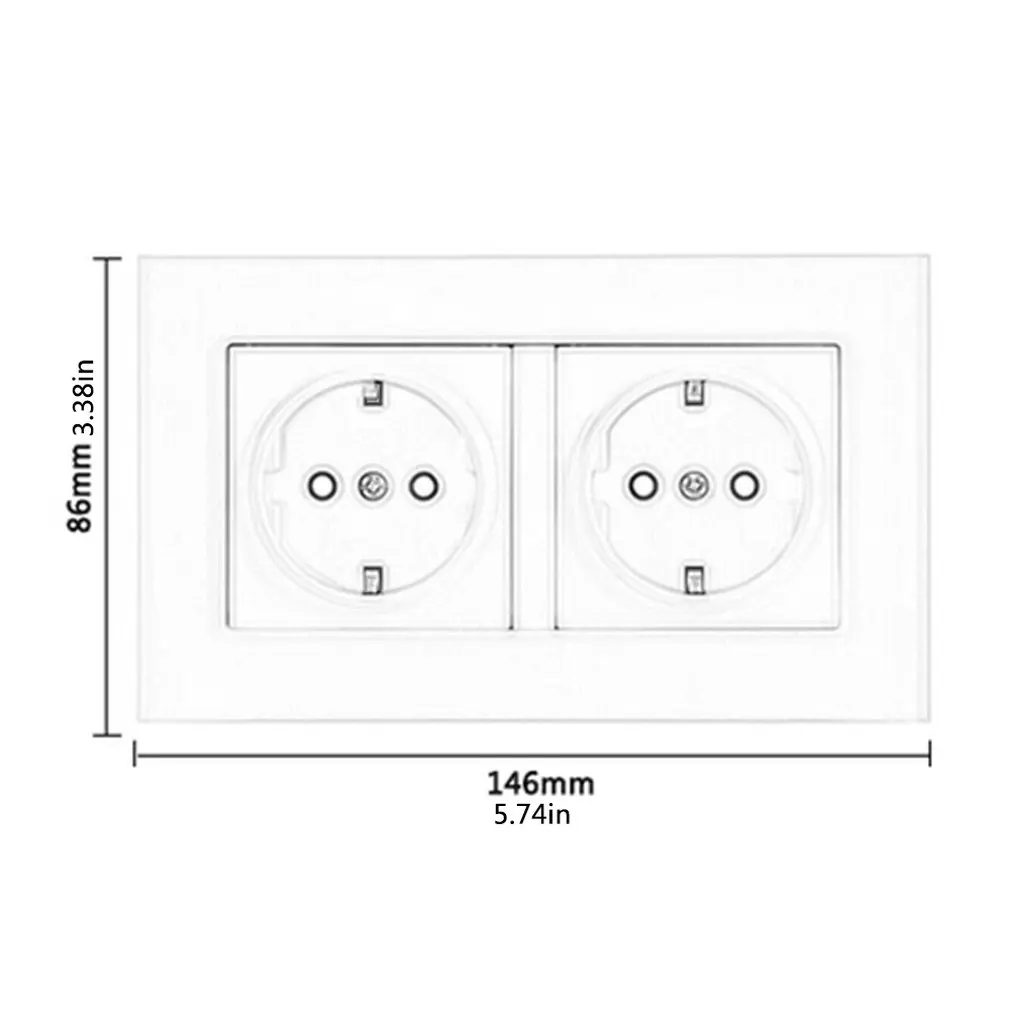 EU 146 Type Two German Socket German Standard Tempered Glass Socket Panel Export European Standard European German Socket