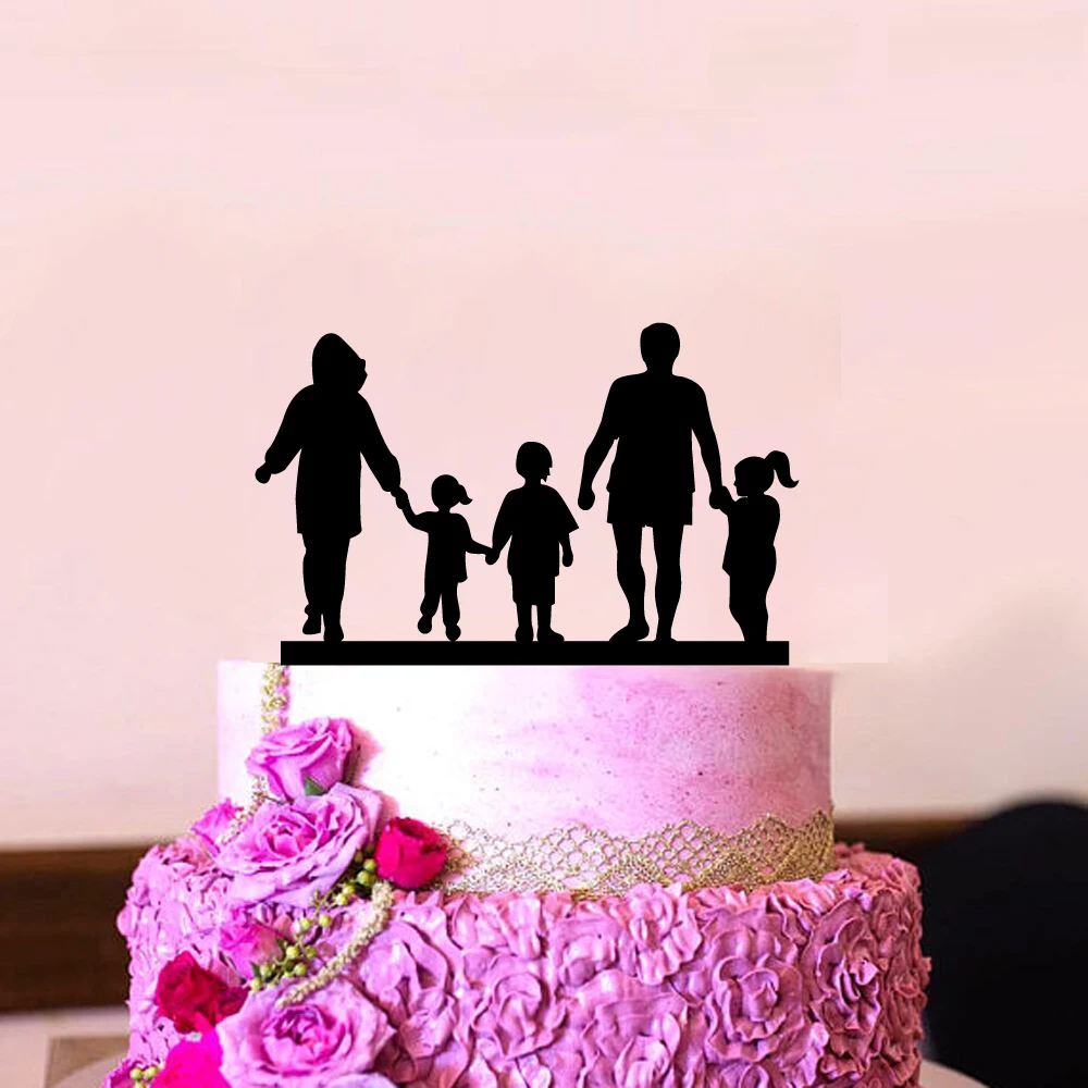 Family Style Cake Topper Wedding Party Family Party Anniversary Bridal Shower Decorations Kids Gift cake decor Rustic Wedding (3)