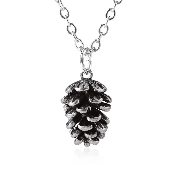 Pine nuts-silver Qilmily, стекло, кристалл, желудь, дуб, капля воды, подвеска, ожерелье для женщин, античный бронзовый сплав, сосновые орехи, цепочка на свитер, ювелирное изделие, подарок - Окраска металла: Pine nuts-silver