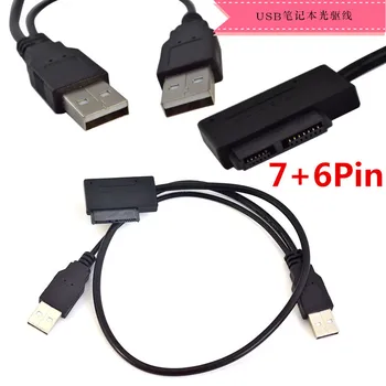 

USB 2.0 to 6+ 7 13Pin Slimline Slim SATA Cable with External USB2.0 Power Supply for Notebook Laptop CD-ROM DVD-ROM ODD