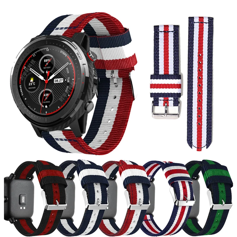 Ремешок нейлоновый для Xiaomi Amazfit Stratos 2 2S 3 Pace GTR 47 мм сменный Браслет смарт часов Huami