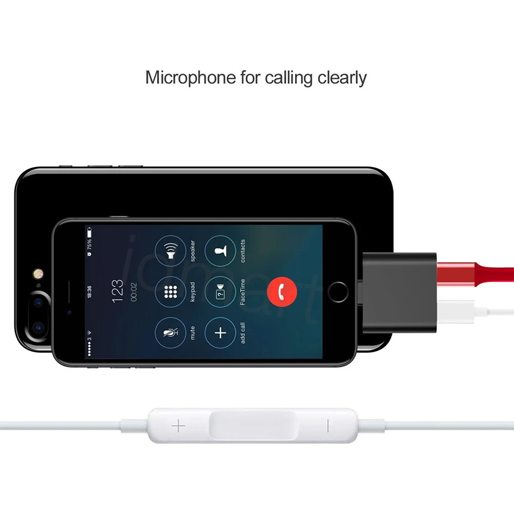Портативный металлический двойной адаптер Lightning для iPhone 7 7Plus поддержка 3,5 мм AUX музыка телефонный звонок передача данных 1.5A Быстрая зарядка