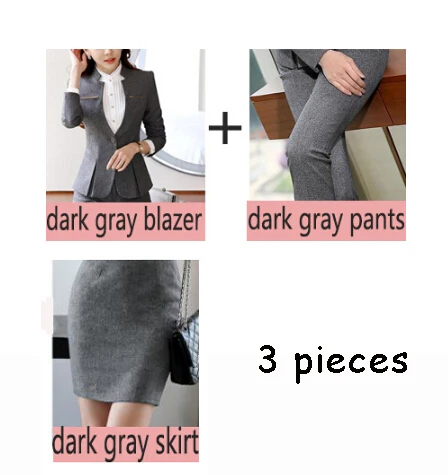 dark 3 set Горячая Распродажа, женские формальные костюмы, женские униформы, элегантные деловые брюки, костюмы для женщин, рабочая одежда, офисные костюмы, блейзеры - Цвет: dark 3 set
