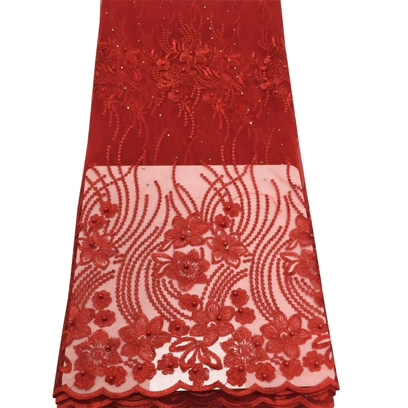 Новейшая африканская кружевная ткань с цветочной вышивкой нигерийские швейцарские кружева с бисером высокого качества для свадебного платья