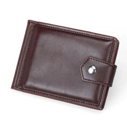 Men's Leather Wallet with Coin Pocket and Money Clip - Sleek and Compact Design (Coffee)
