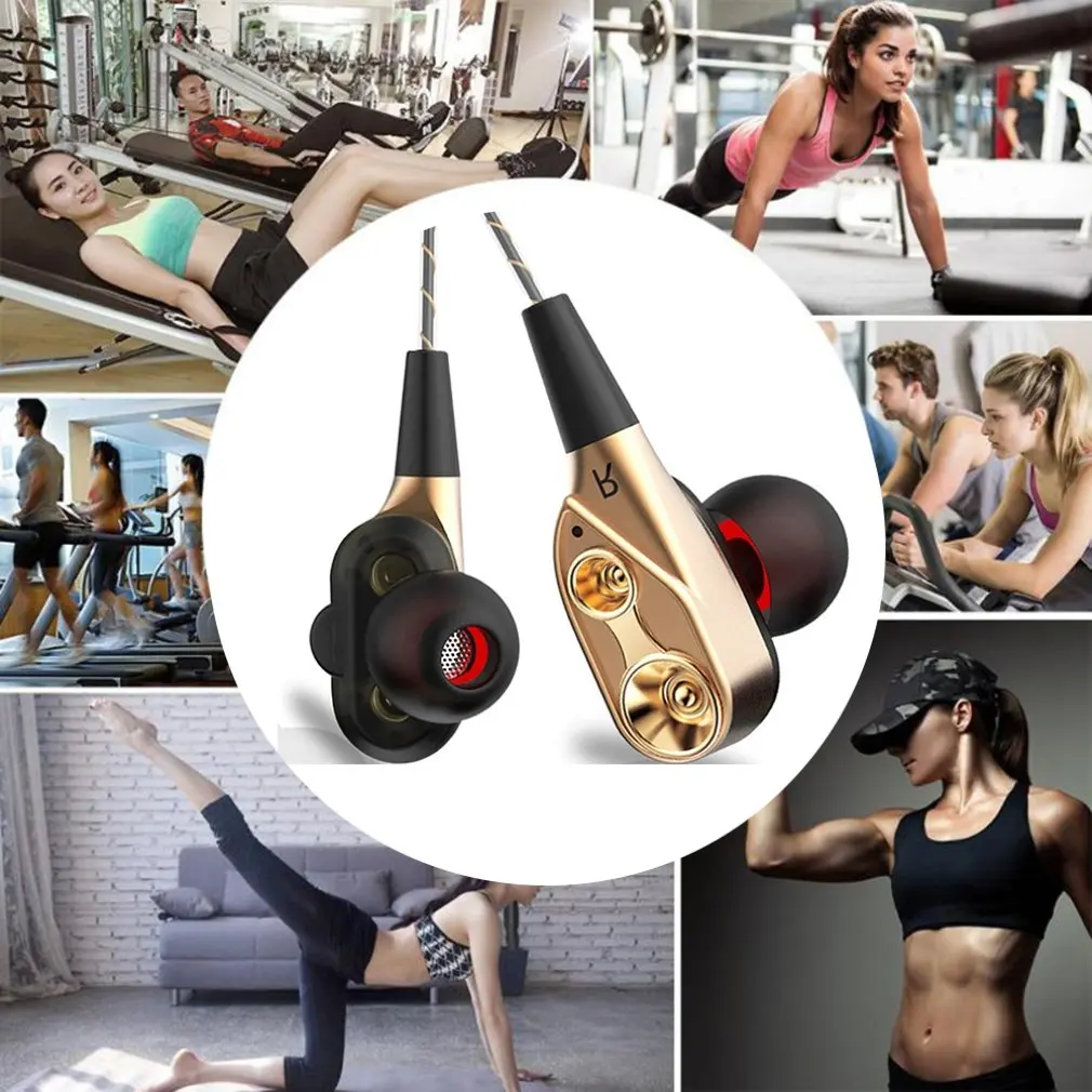 Magnetic Wired Stereo in-Ear Earphones Super Bass Dual Drive Headset Earbuds Earphone For Huawei Samsung SmartPhone