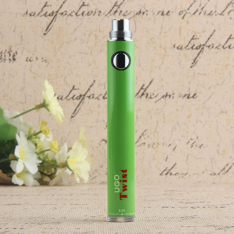 Зеленый UGO Twist battery 650mah 900mah VV Vape ручка для эго 510 нить электронная сигарета распылитель USB сквозное зарядное устройство батарея - Цвет: Зеленый