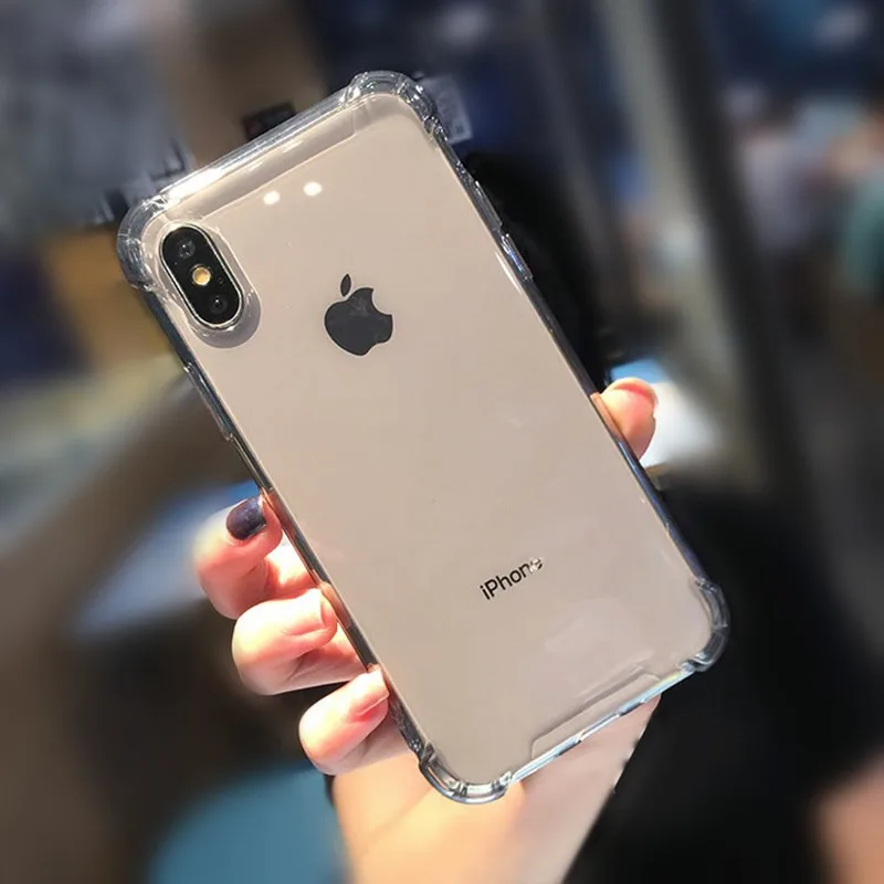 Роскошный противоударный силиконовый чехол для телефона для iPhone X 11 XR XS Max 8 7 Plus 6 6S Plus чехол мягкая прозрачная защитная задняя крышка - Цвет: Transparent-grey