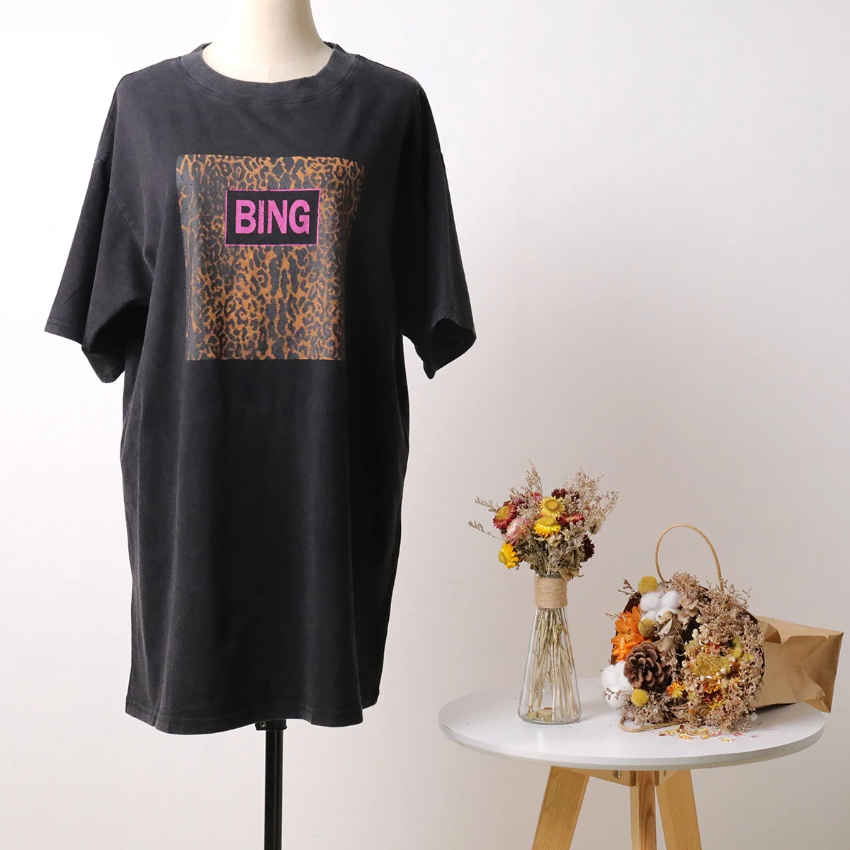 Jastie Retro Leopard Print Long T-Shirt Summer Women Short Sleeve O-Neck Pullover Tops 100% Cotton Tee Dress Oversize Tops Blusa