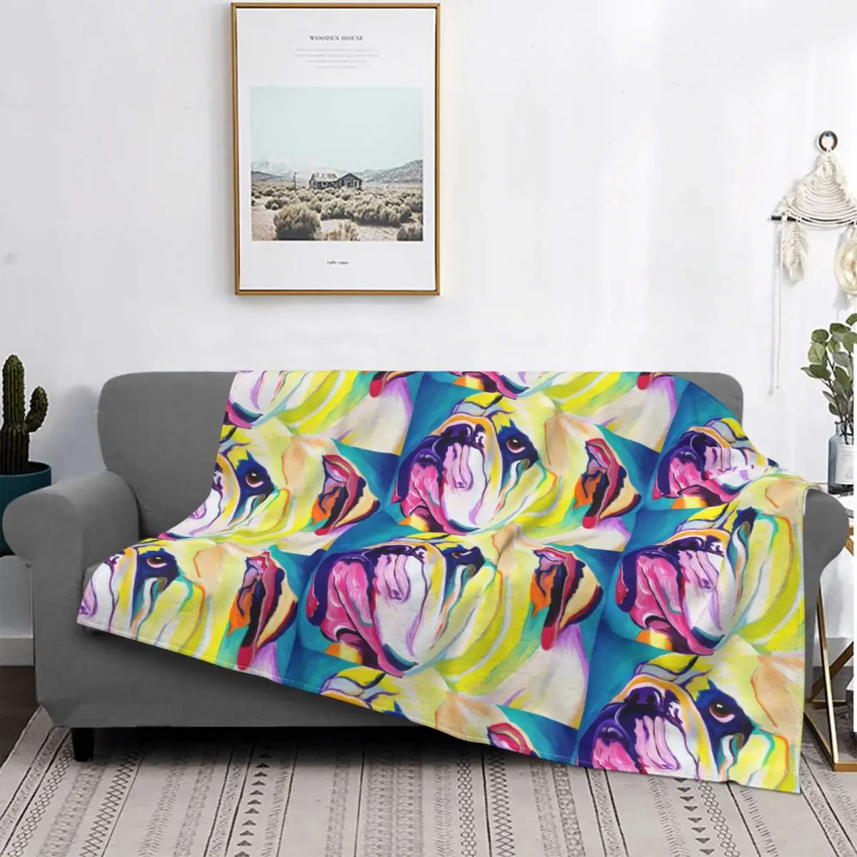

Bulldog - Bully Blankets Fleece Decoration Ultra-Soft Throw Blankets for Bedding Bedroom Plush Thin Quilt