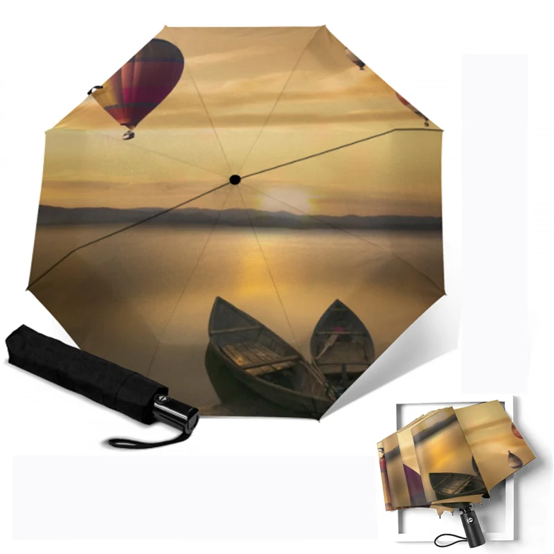 Ветростойкий полностью автоматический зонт от дождя для женщин и мужчин 3 складных зонта Компактный 8 ребер ветрозащитный дорожный деловой зонт