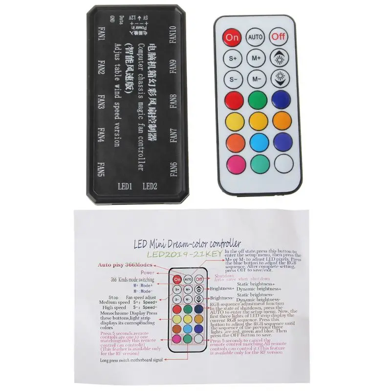

Adjustable LED Computer PC Cooling Fan Cooler Controller for CPU+IR Remote Control Cooling Shell Heat Sink Accessories