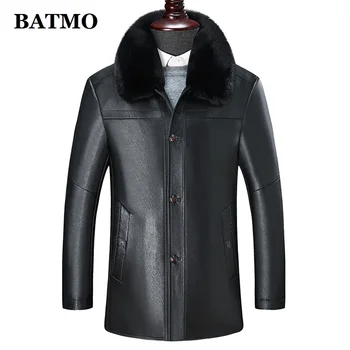 

BATMO 2019 new arrival winter thicked PU parkas men,men's winter warm coat,thicked jackets men,8812