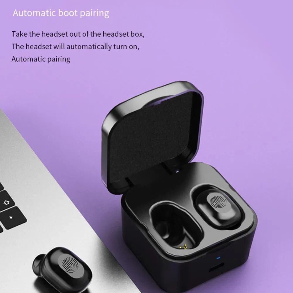 Мини беспроводные Bluetooth наушники в ухо, Спортивная гарнитура с микрофоном, наушники-вкладыши, зарядная коробка для IPhone XR 8