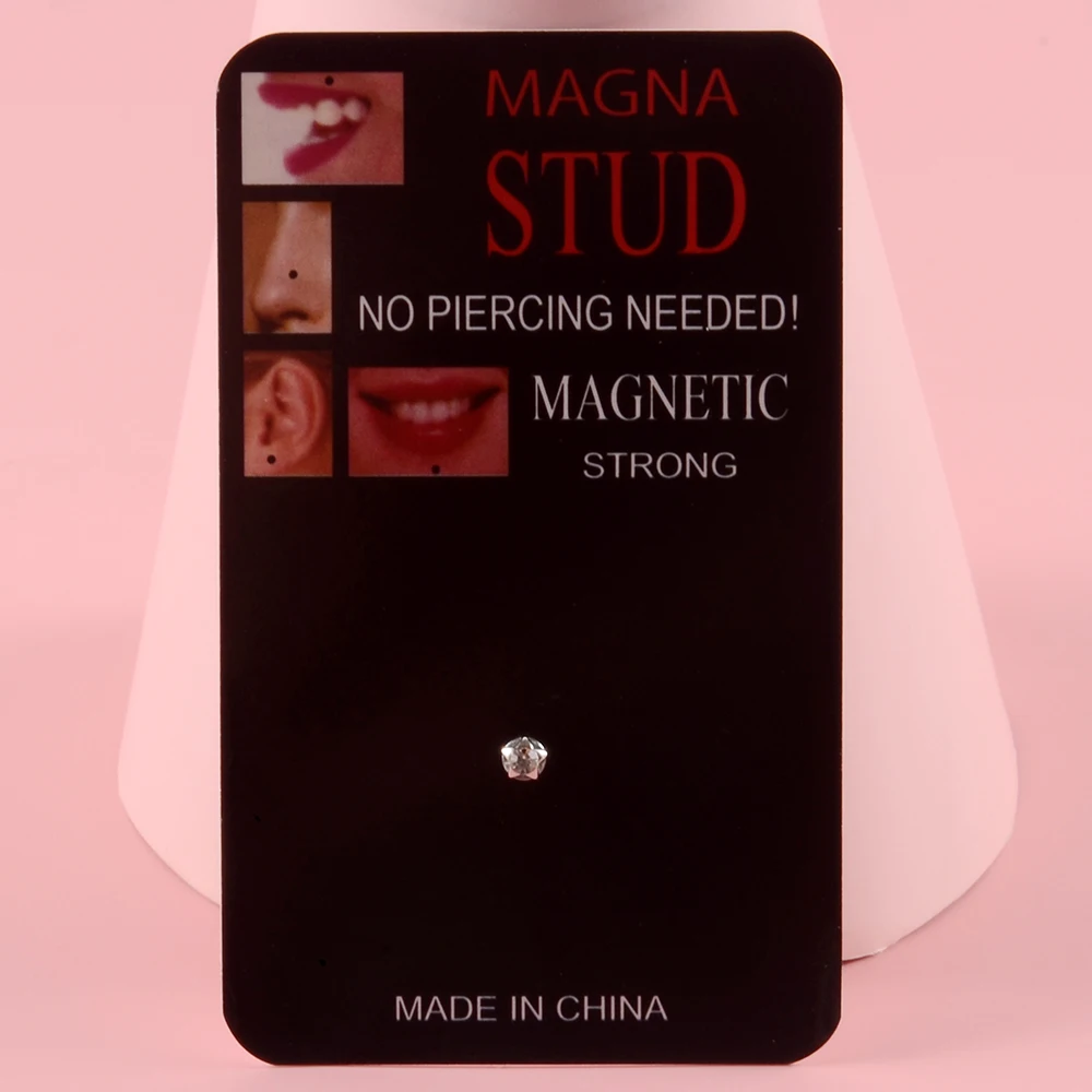 Zircon Non Pierced Heart Star Magnet Earring Piercings Fake Magnet Ear Tragus Cartilage Lip Labret Stud Nose Ring Jewelry 1Pc nose rings piercing jewelry nose studs body piercing earrings ear piercing jewelry ear studs metal jewelry body piercing jewelry body jewelry
