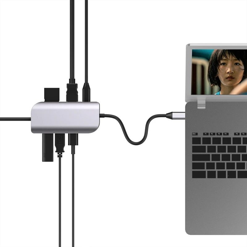 Горячая-8 в 1 Usb C концентратор док-станция Usb3.0 TF кард-ридер Тип C док-станция usb-хаб для ноутбуков huawei Usb расширитель HDMI VGA RJ