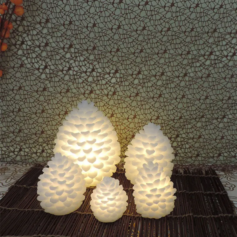 Pinecone светодиодный светильник-Свеча для украшения рождества, Нового года, желтый цвет, Мерцающий СВЕТОДИОДНЫЙ Светильник-ночник для дома, свадьбы, дня рождения