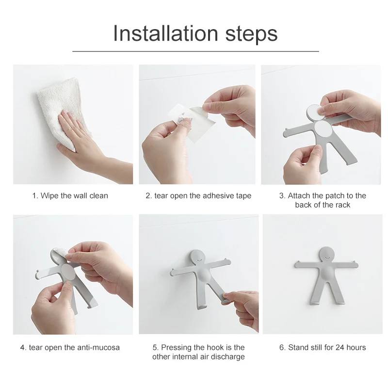 Creative Bathroom Kitchen Supplies Multi-function Bathroom Traceless Hook Toothbrush Racks Villain Modeling Hook