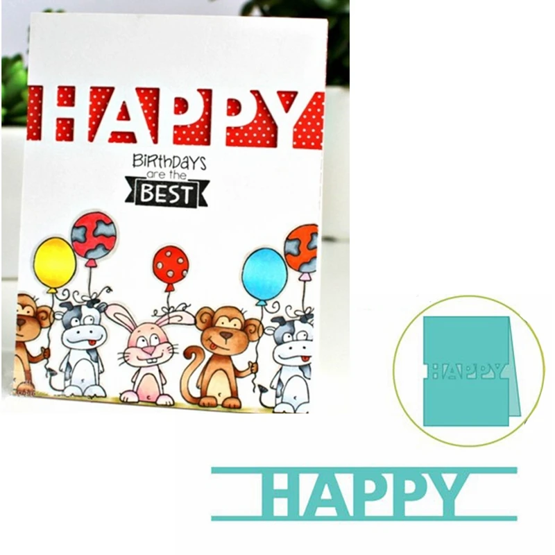 Металлическая Рамка HAPPY Word трафареты высечки для изготовления открыток