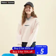 Metersbonwe, худи для девочек, для женщин, с буквенным принтом, для девушек, Повседневный свитер, новинка, женские милые толстовки, студенческие толстовки с капюшоном