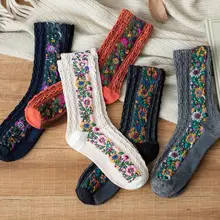 Толстые носки с вышивкой; сезон осень-зима; Новинка; хлопковые забавные носки в стиле ретро с изображением дворца и национального ветра