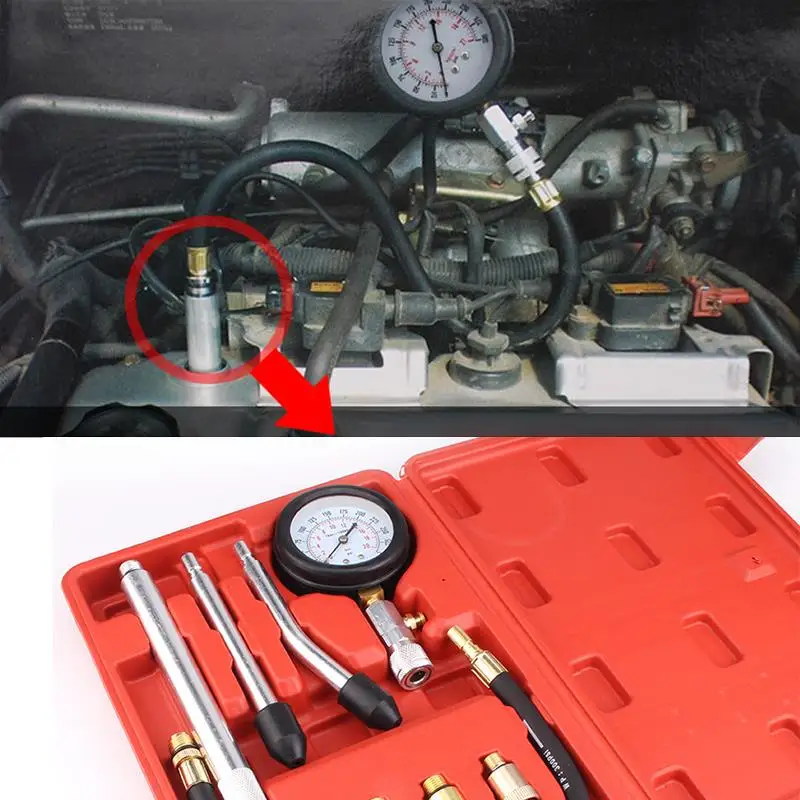 Компрессионный тестер Манометр тестер комплект двигатель авто бензиновый газовый двигатель цилиндр мотоцикл Манометр адаптер