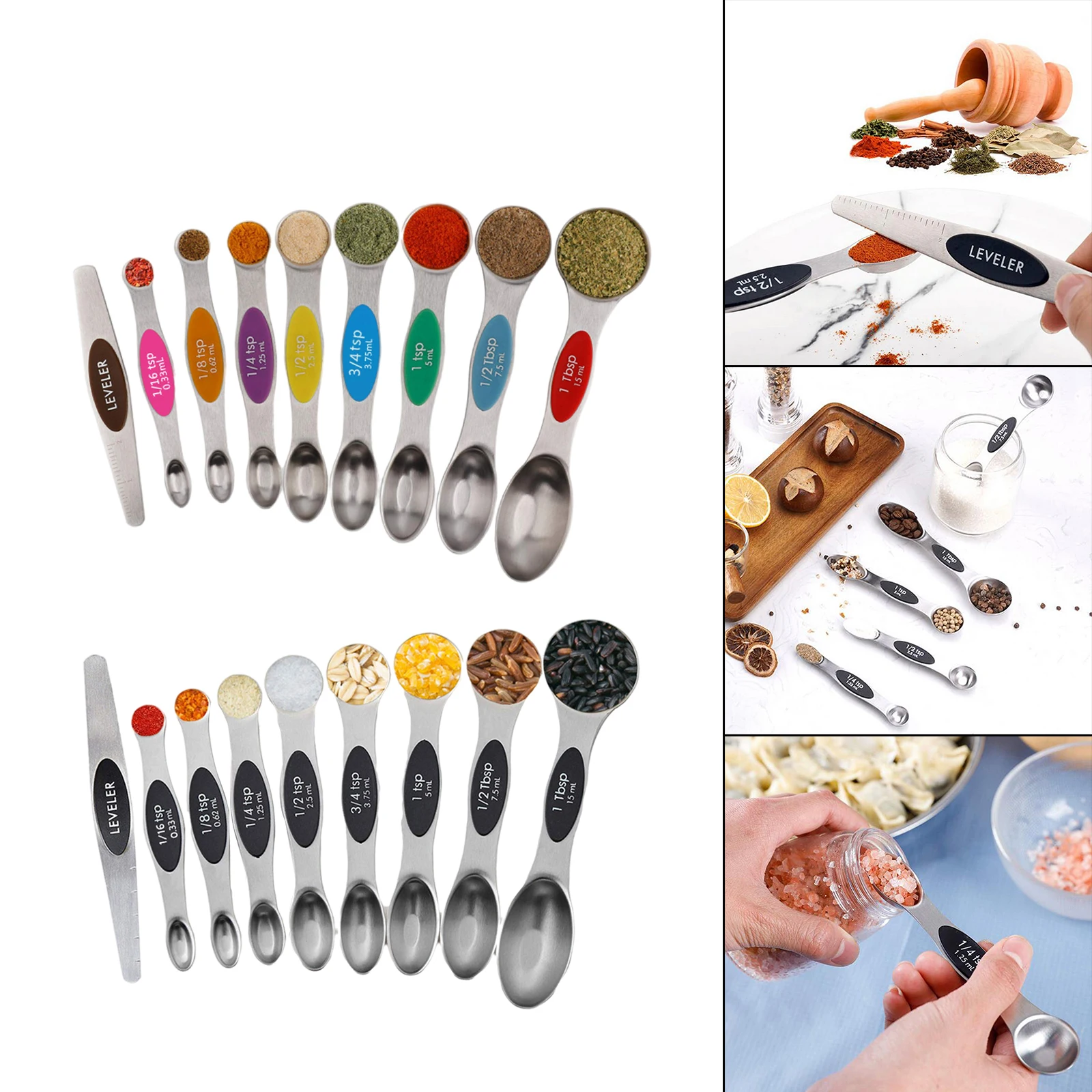 9Pcs/Set Magnetic Measuring Spoons Set With Leveler Stainless Steel Liquid  Ingredients Double Sided Measurement Set For Cooking - AliExpress