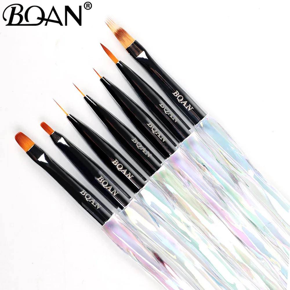 BQAN Rainbow Transparent Diamond Gradient Nail Brush Nail Art Brush Line Painting Brushes Crystal Acrylic Thin Liner Drawing Pen 3