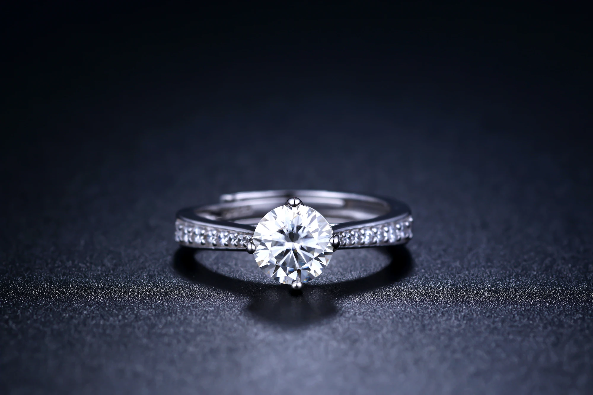 Круглое серебряное кольцо с муассанитом, 1ct D VVS, роскошное женское кольцо с муассанитом, регулируемое