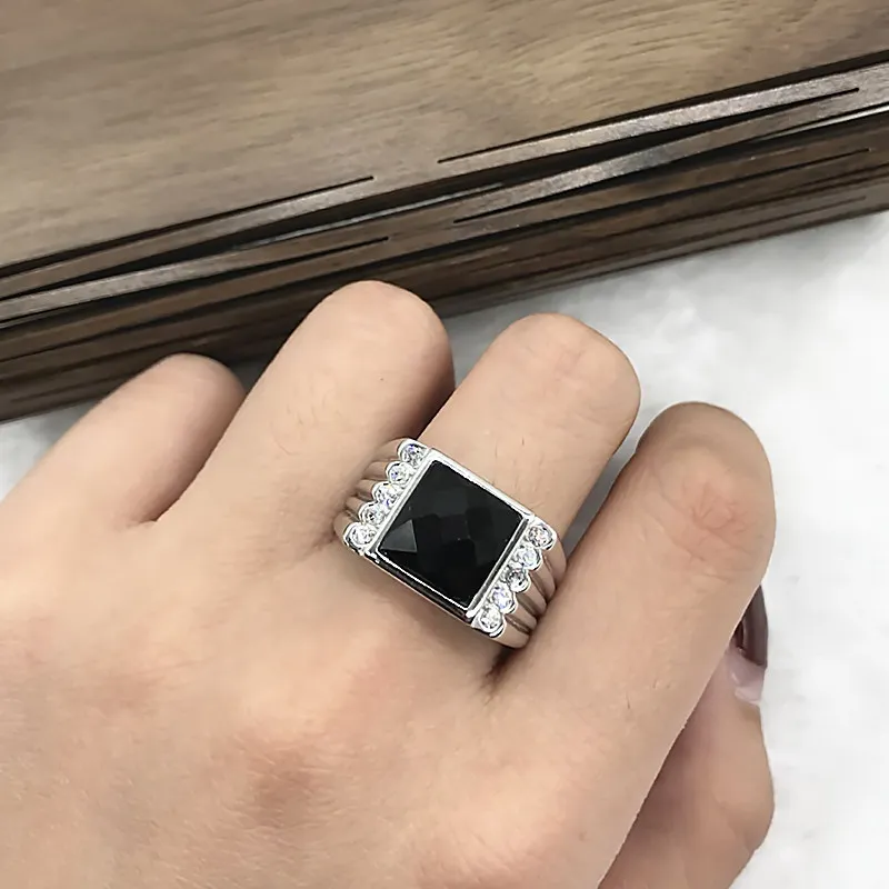 Новинка S925 чистое серебряное кольцо для мужчин Европейская мода инкрустация серебряный с натуральным камнем Кольцо мужское серебряное кольцо