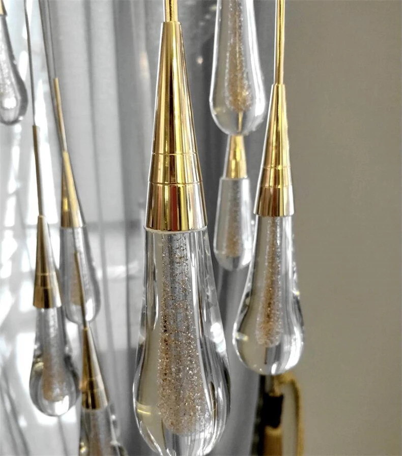 Модный постмодерн простой золотой кристалл подвесные светильники креативный капли воды моделирование светодиодный декоративная висячая лампа светильники