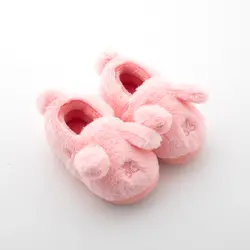 Зимние хлопковые теплые домашние тапочки для маленьких мальчиков и девочек; коллекция 2019 года; детская теплая плюшевая домашняя обувь;