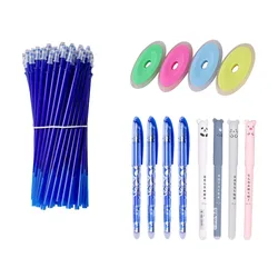 Juego de recambios de bolígrafos de Gel borrables, varillas Kawaii lavables, mágicas, de 100mm, material de papelería para la escuela, 0,5 + 12 unids/set