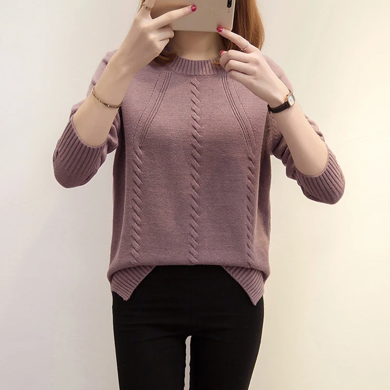 Online TIGENA Neue 2019 Herbst Winter Pullover Pullover Frauen Oansatz Langarm Gestrickte Pullover Weibliche Armee Grün Lila Jumper Damen