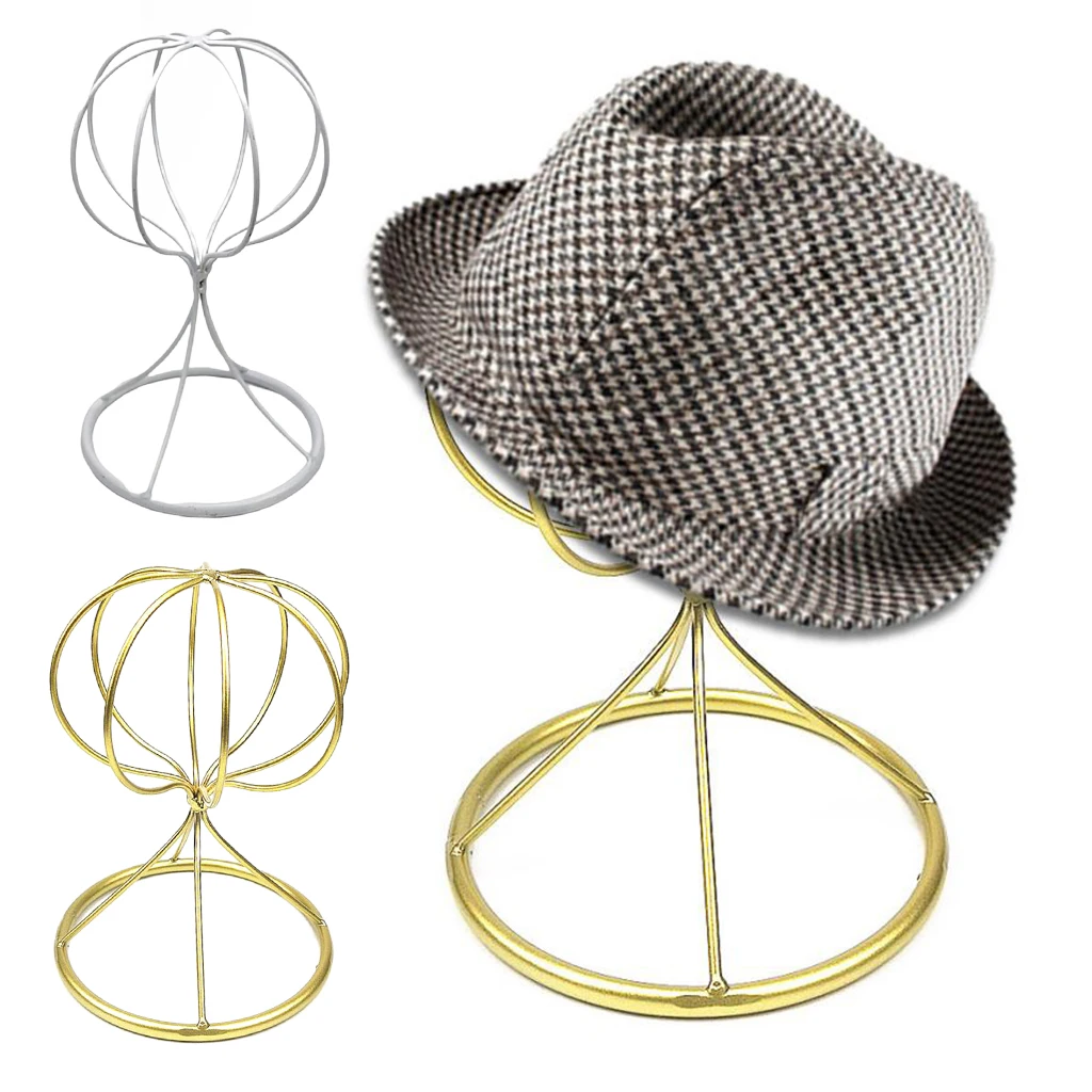 2pcs Balloon Style Metal Hat Helmet Holder Tabletop Wig Display Stand 22cm