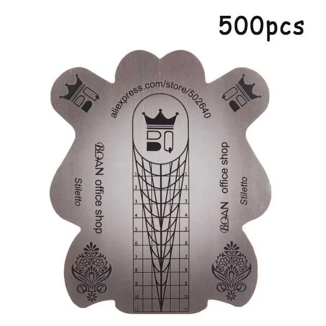 big gray 500pcs BQAN 500 шт./компл. форма для ногтей гель лак для ногтей формы для наращивания ногтей Инструменты для укладки волос Curl формы для Уход за ногтями DIY инструмент - Цвет: big gray 500pcs