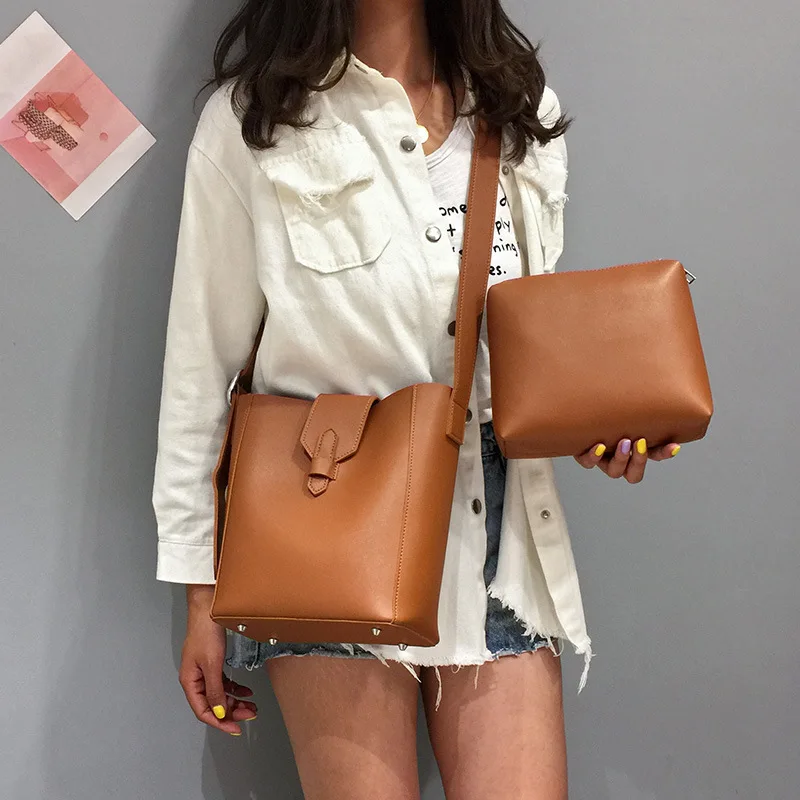 

Bucket Bag Women's 2018 New Style Large-Volume CHIC Simple Versatile Harajuku Wind Single-shoulder Crossbody Bag Casual Differen