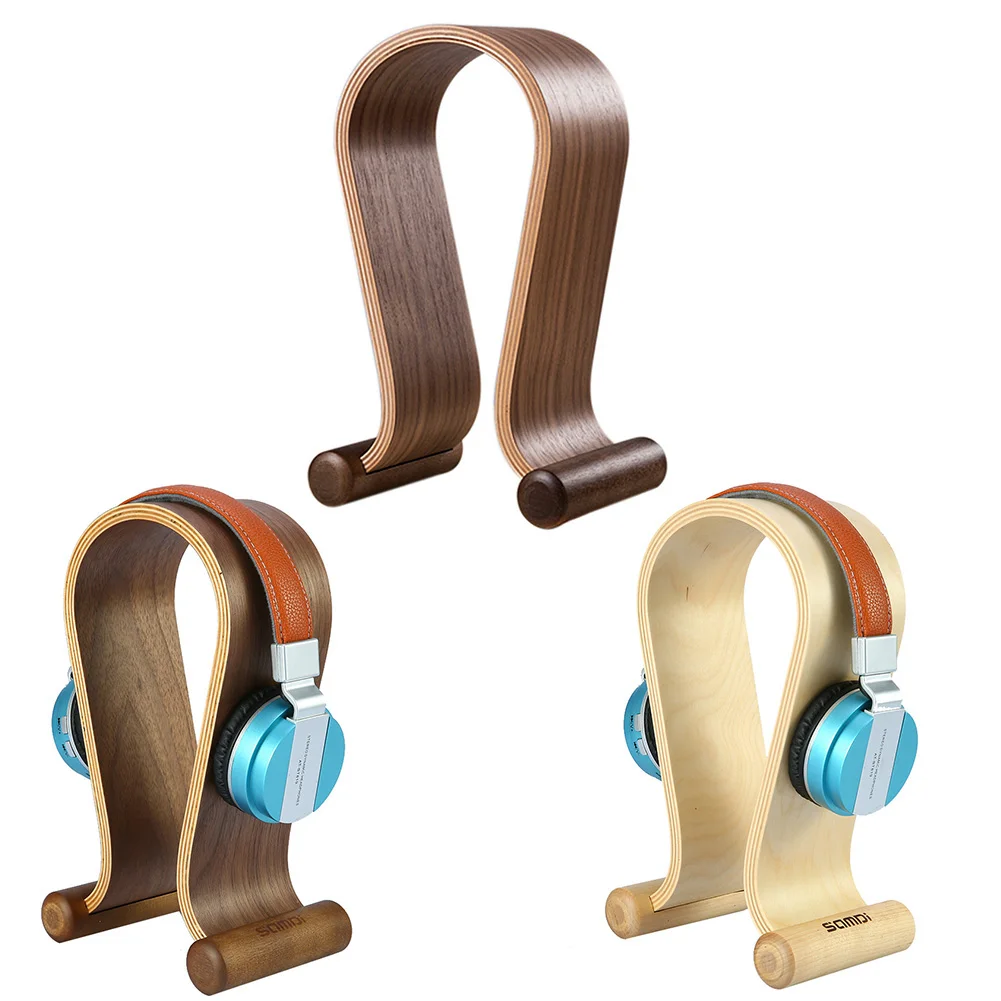 Black Walnut Wood Samdi Wooden Universal Headphone Headset Stand Rack Hanger Desk Display Holder 16cm x 11cm