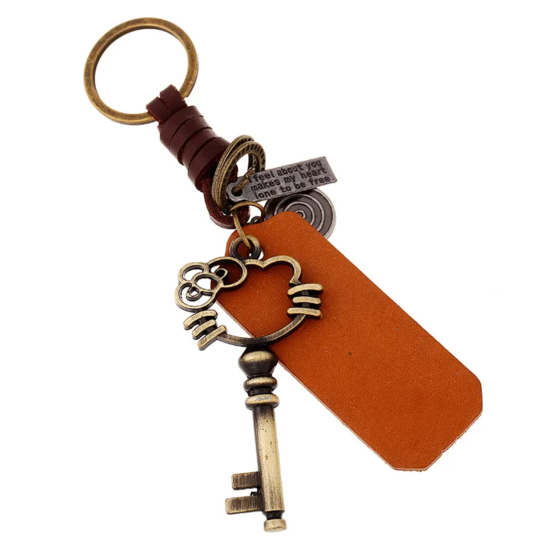 

Entirely Handmade Weaving Leather Rope Car Key Ring Men's Women's Couples yao chi quan lian Creative Genuine Leather Pendant